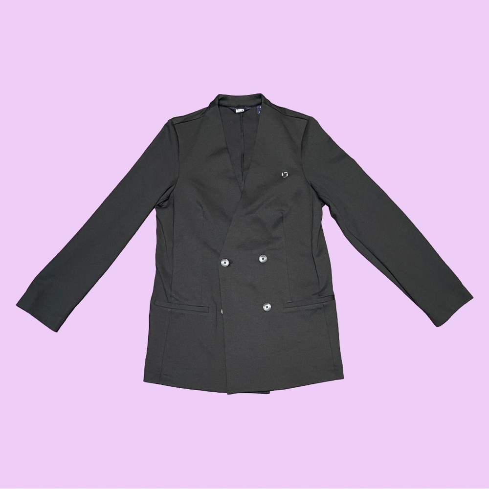 Lands' End Women's Charcoal Double-Breasted Blazer